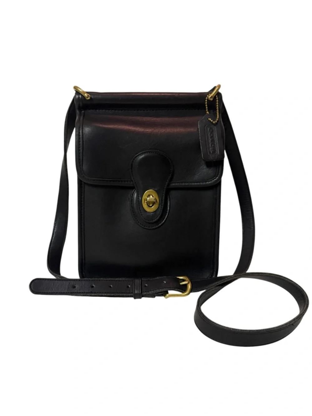 Vintage Coach Murphy Black Leather Crossbody Bag. Style No. 9930. Made in USA - Picture 1 of 16